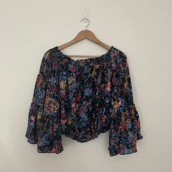Free People Free Spirit Floral Off The Shoulder Top Size Small - Picture 1 of 6